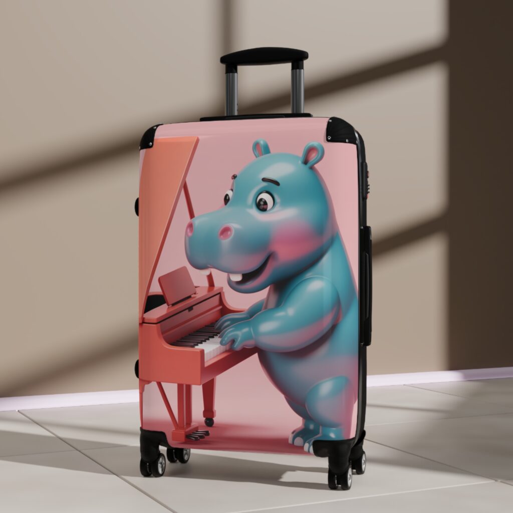 Fun Hippo Piano Suitcase, Travel Luggage, Gift for Music Lovers, Cute Carry-On, Kids Travel Essentials – Image 8