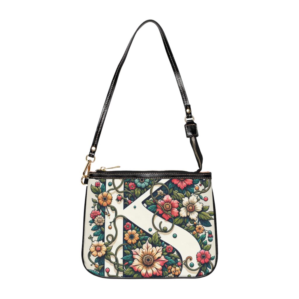 Floral Monogram Small Shoulder Bag | Vintage Style Floral Purse, Personalized Gift, Everyday Carry, Boho Chic Handbag, Trendy Floral [...] – Image 2