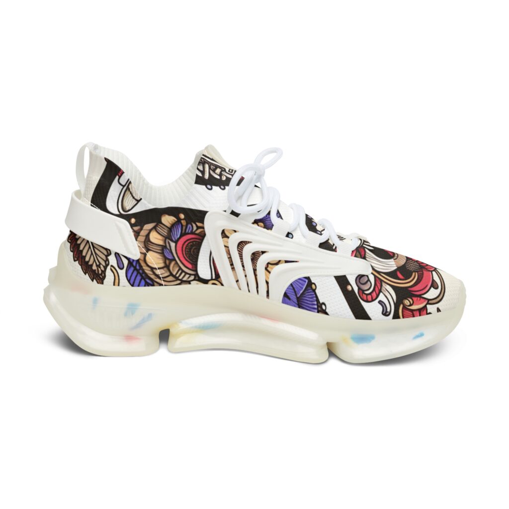 Artistic Women's Mesh Sneakers, Trendy Athletic Footwear, Unique Fashion Sneakers, Comfortable Casual Sneakers, Stylish Workout Shoes – Image 4
