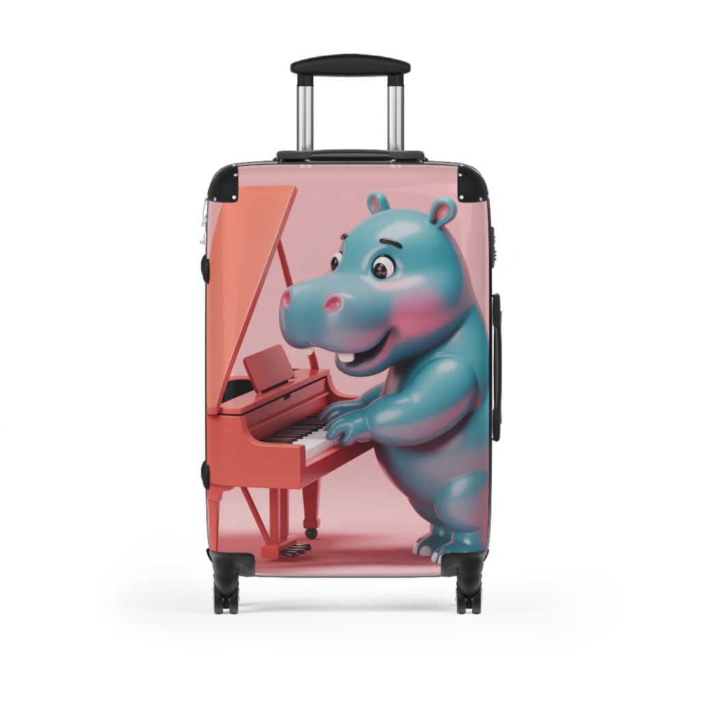 Fun Hippo Piano Suitcase, Travel Luggage, Gift for Music Lovers, Cute Carry-On, Kids Travel Essentials – Image 5