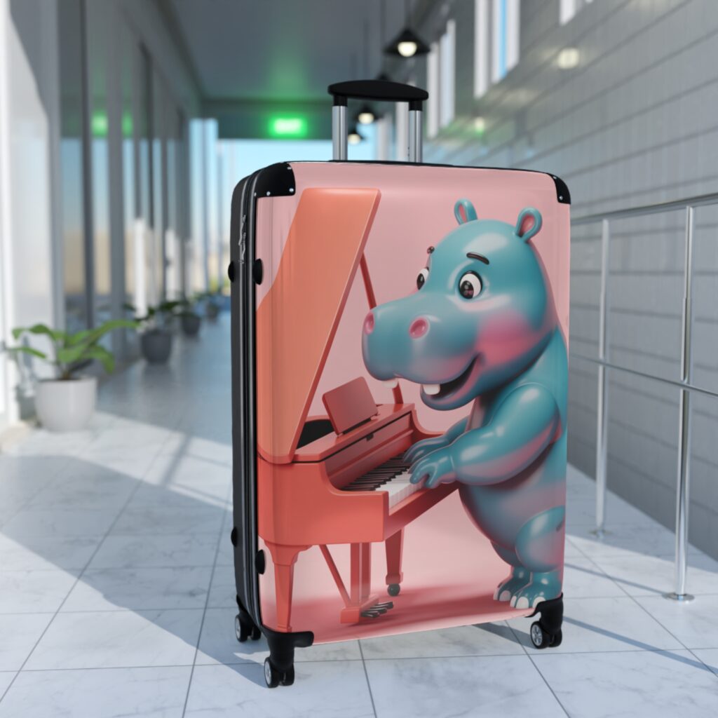 Fun Hippo Piano Suitcase, Travel Luggage, Gift for Music Lovers, Cute Carry-On, Kids Travel Essentials – Image 11