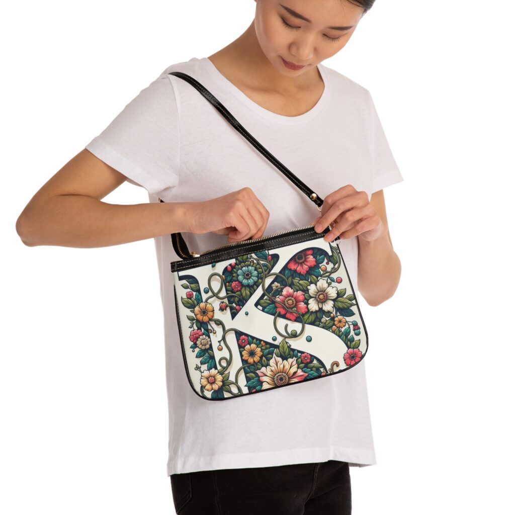 Floral Monogram Small Shoulder Bag | Vintage Style Floral Purse, Personalized Gift, Everyday Carry, Boho Chic Handbag, Trendy Floral [...] – Image 3