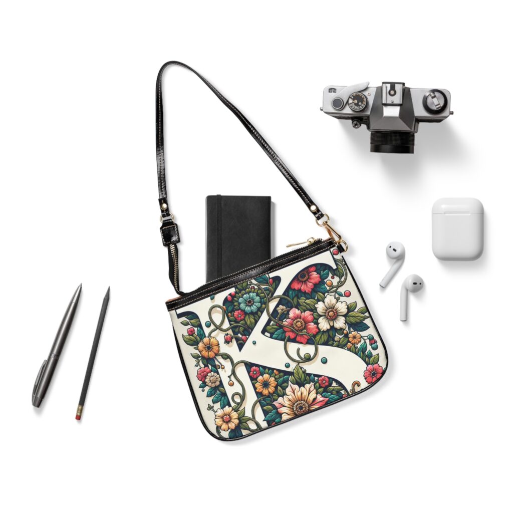 Floral Monogram Small Shoulder Bag | Vintage Style Floral Purse, Personalized Gift, Everyday Carry, Boho Chic Handbag, Trendy Floral [...] – Image 4
