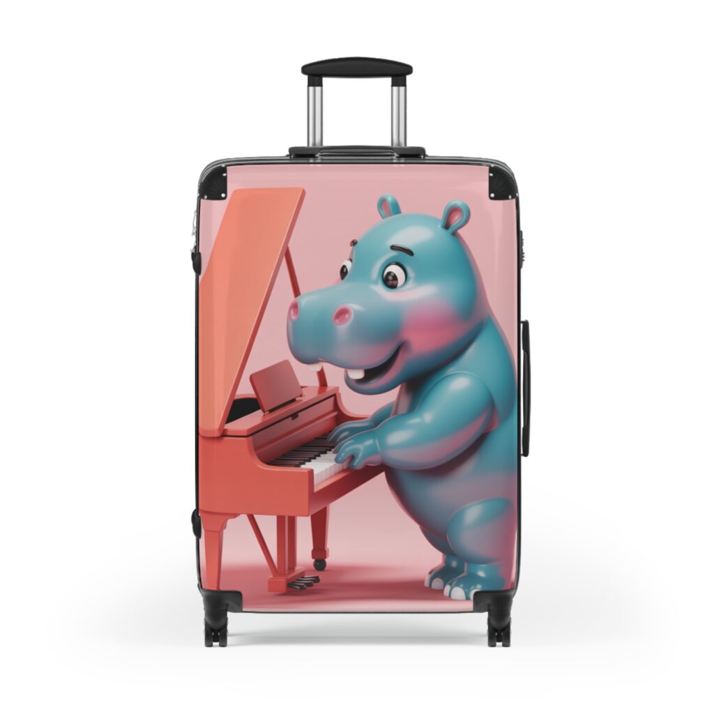 Fun Hippo Piano Suitcase, Travel Luggage, Gift for Music Lovers, Cute Carry-On, Kids Travel Essentials – Image 9