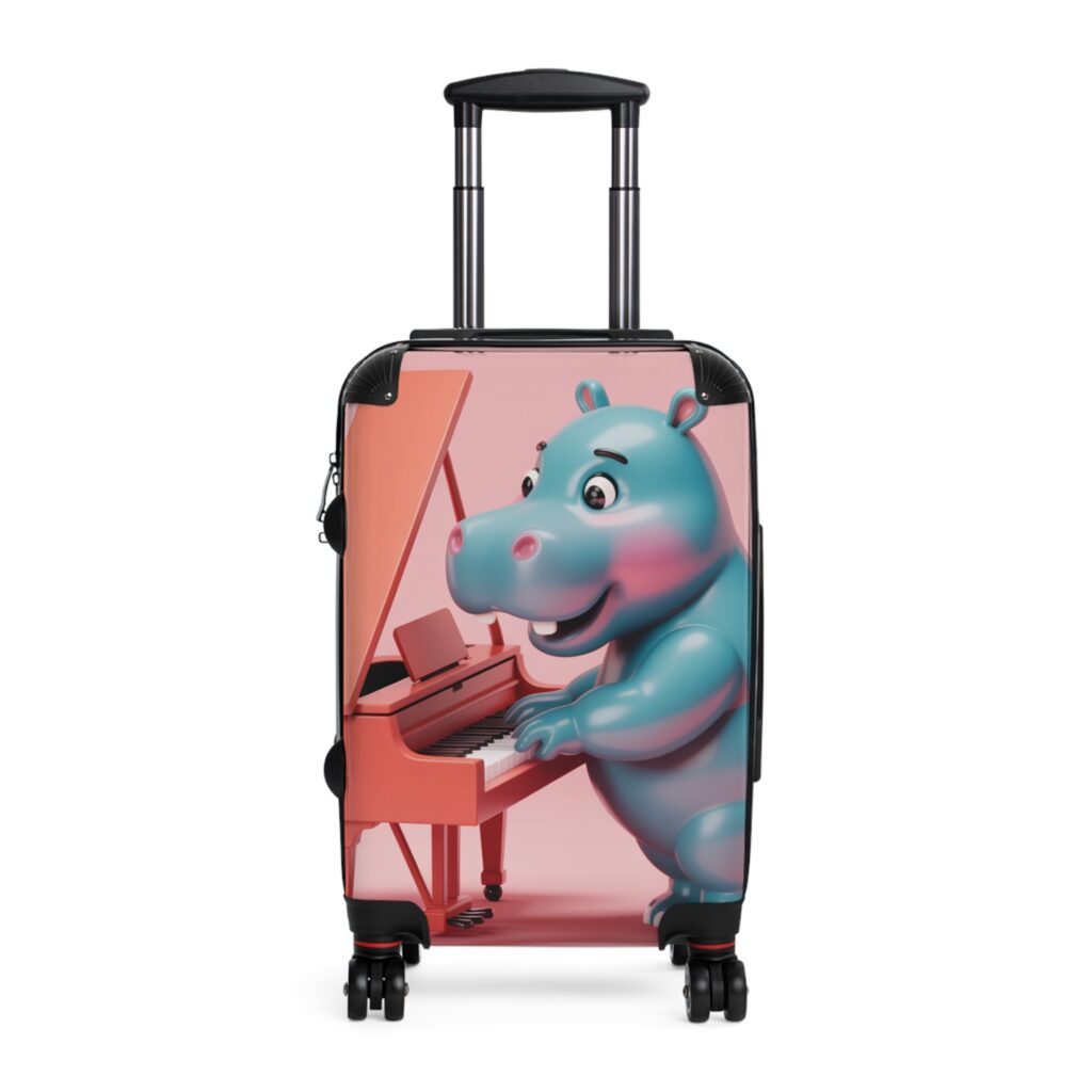 Fun Hippo Piano Suitcase, Travel Luggage, Gift for Music Lovers, Cute Carry-On, Kids Travel Essentials – Image 2