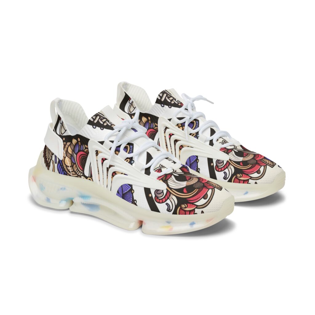 Artistic Women's Mesh Sneakers, Trendy Athletic Footwear, Unique Fashion Sneakers, Comfortable Casual Sneakers, Stylish Workout Shoes