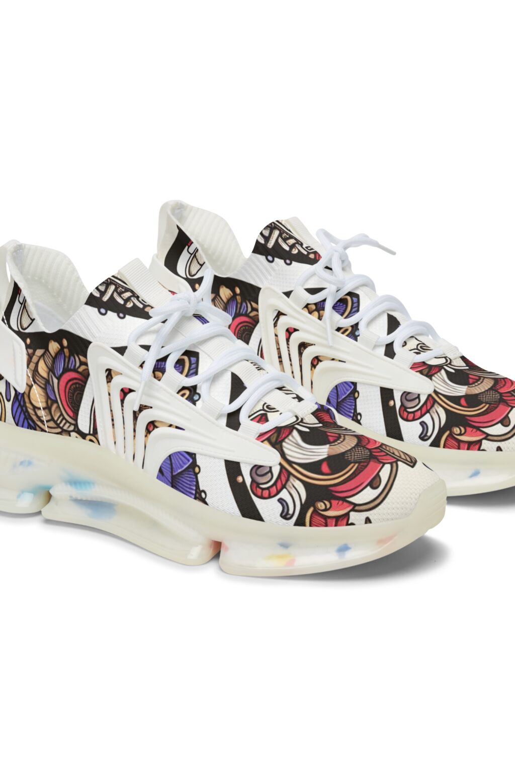 Artistic Women's Mesh Sneakers, Trendy Athletic Footwear, Unique Fashion Sneakers, Comfortable Casual Sneakers, Stylish Workout Shoes