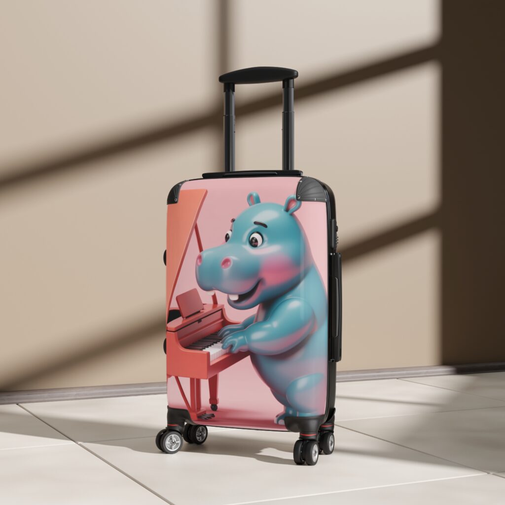 Fun Hippo Piano Suitcase, Travel Luggage, Gift for Music Lovers, Cute Carry-On, Kids Travel Essentials – Image 4