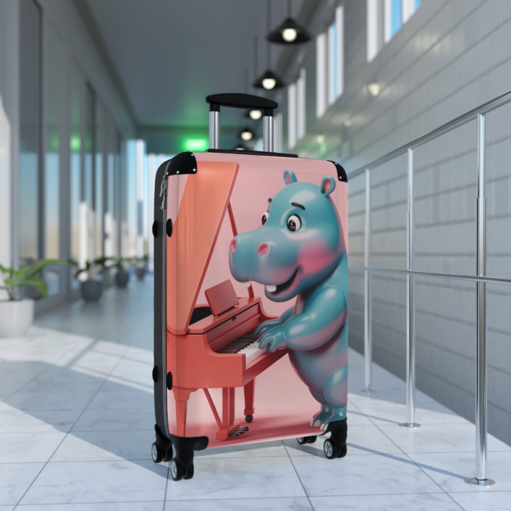 Fun Hippo Piano Suitcase, Travel Luggage, Gift for Music Lovers, Cute Carry-On, Kids Travel Essentials – Image 7