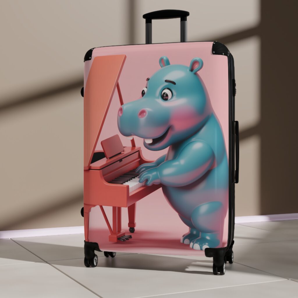 Fun Hippo Piano Suitcase, Travel Luggage, Gift for Music Lovers, Cute Carry-On, Kids Travel Essentials – Image 12