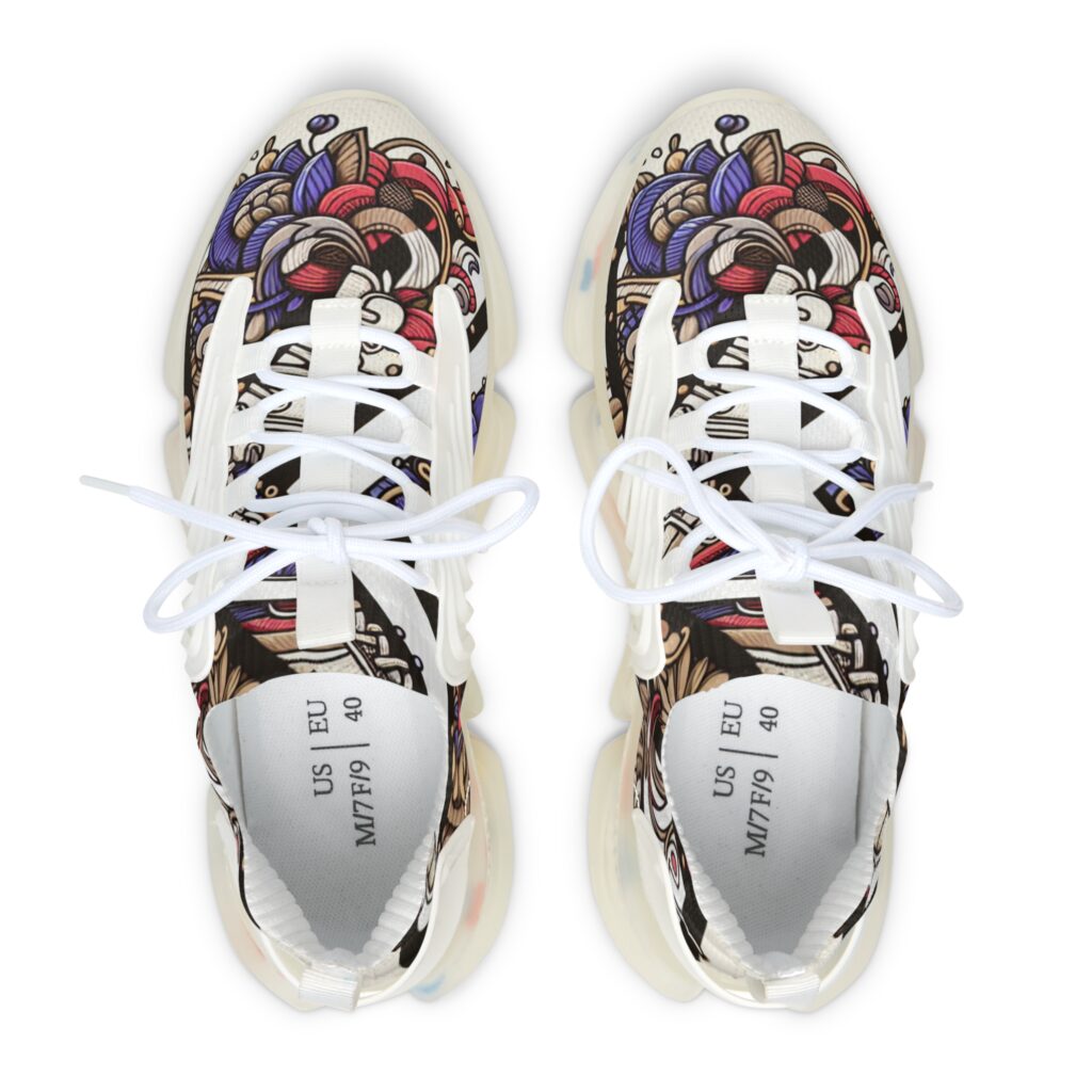 Artistic Women's Mesh Sneakers, Trendy Athletic Footwear, Unique Fashion Sneakers, Comfortable Casual Sneakers, Stylish Workout Shoes – Image 2